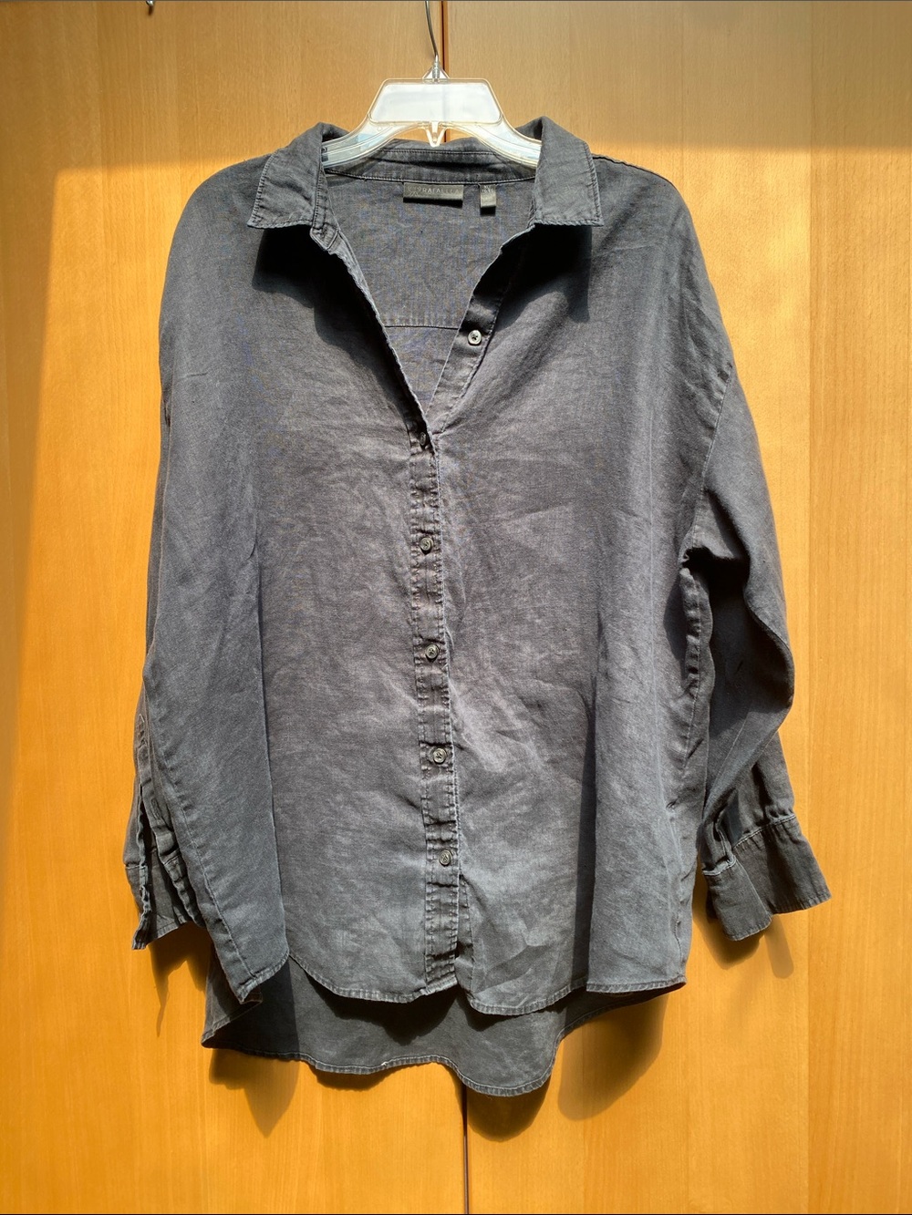Black linen long sleeve button down